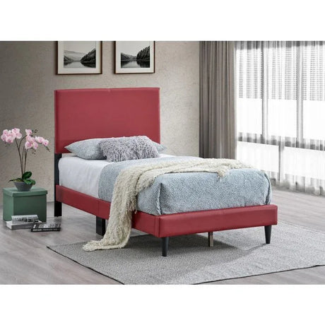 Twin Upholstered Adjustable Height Red Bed Frame - Omega Lifestyles