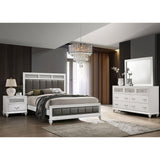 Queen Classic White Tufted Wood Bedroom 4-Piece Set