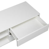 Antique White Particle Board TV Stand Console With LED Lights - Omega Lifestyles