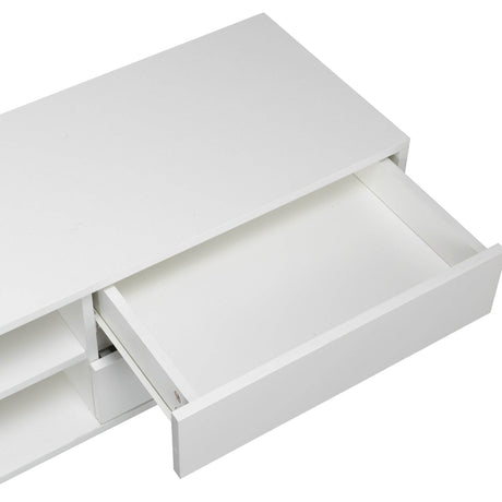 Antique White Particle Board TV Stand Console With LED Lights - Omega Lifestyles