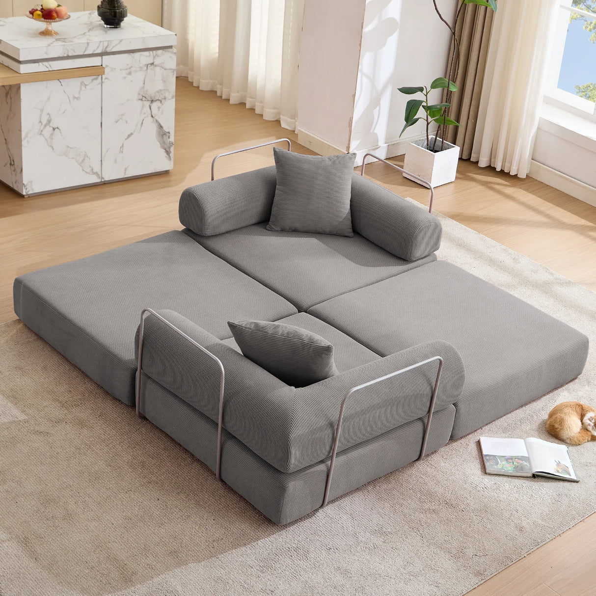 Modular Corduroy Folding Convertible Sofa Bed - Omega Lifestyles
