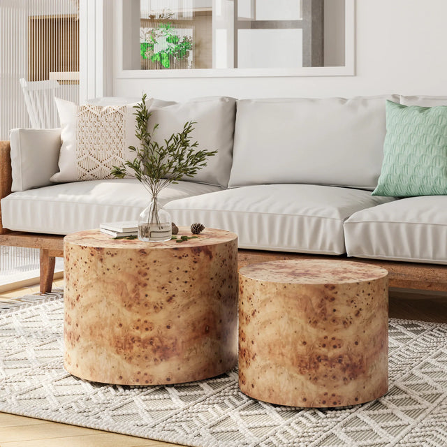 Nesting Round Farmhouse Coffee Table Set Of 2 - Omega Lifestyles