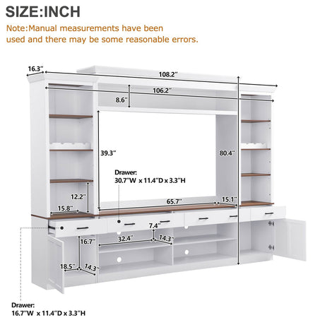 Farmhouse 4-Piece White Walnut TV Stand Set - Omega Lifestyles