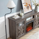 Farmhouse Fireplace TV Stand Console Cabinet Gray - Sleep Galleria