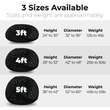 5-Foot Black Faux Fur Memory Foam Bean Bag Chair - Omega Lifestyles