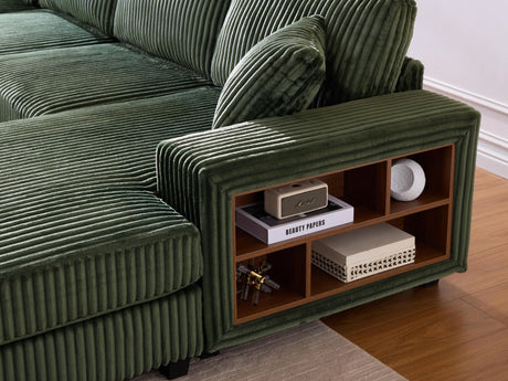 Modern Convertible U-Shaped Corduroy Fabric Sofa - Omega Lifestyles