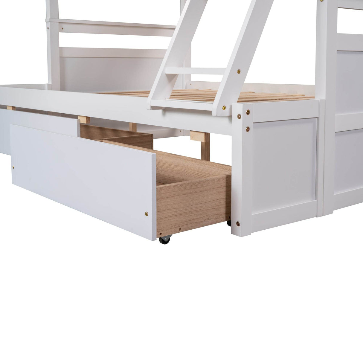 Twin Over Full Solid Wood White Bunk Bed With Storage - Omega Lifestyles