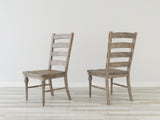 Set of 2 Taupe Solid Wood Ladderback Dining Chairs