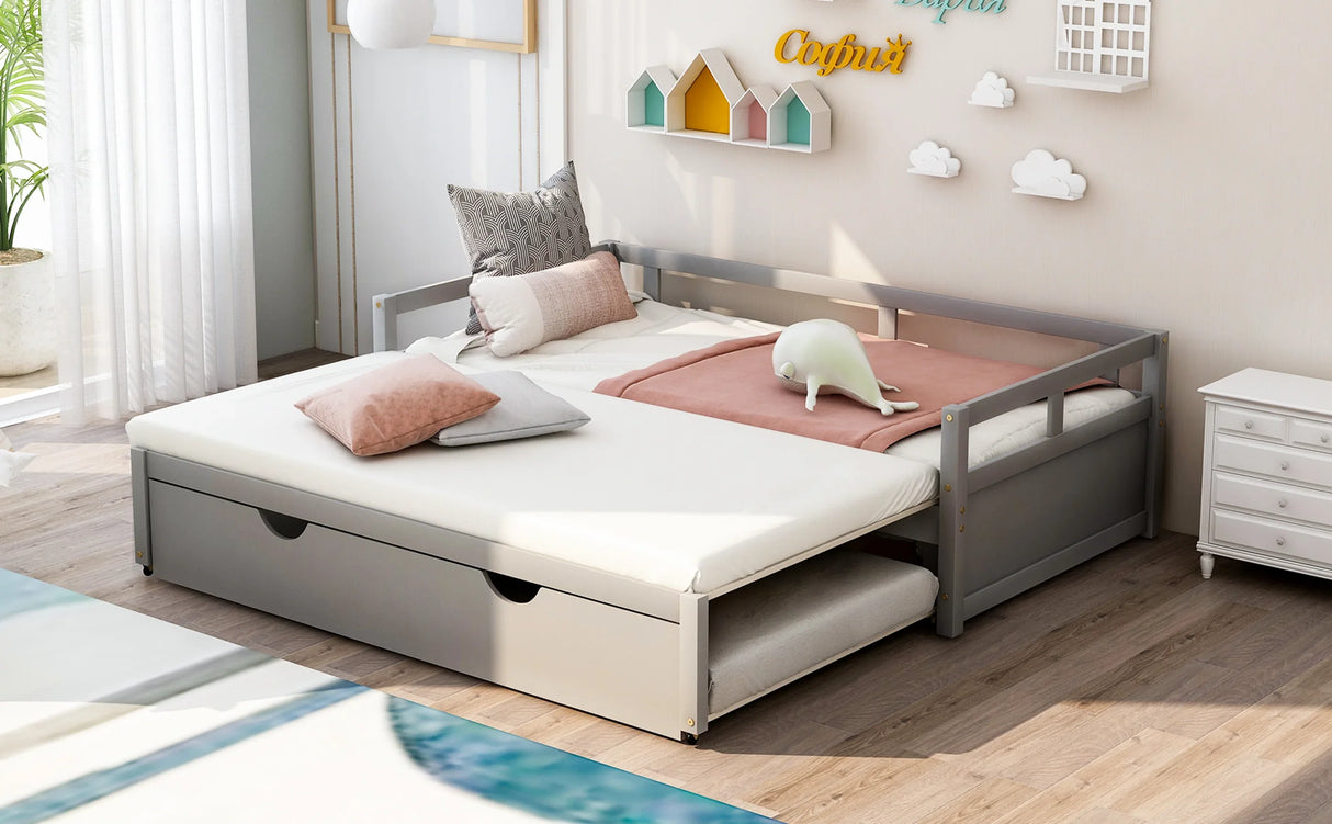 Twin Extending Solid Wood Daybed With Pull-Out Trundle - Omega Lifestyles