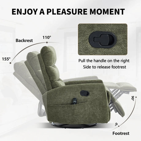 Heat Massage Recliner Chair With Swivel Rocker - Omega Lifestyles