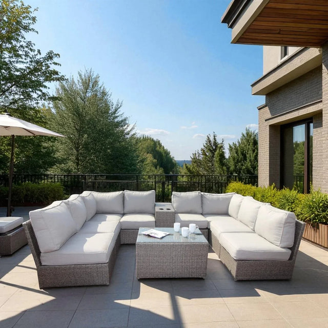 Outdoor 10-Piece Weather-Resistant Patio Wicker Sectional Set - Omega Lifestyles