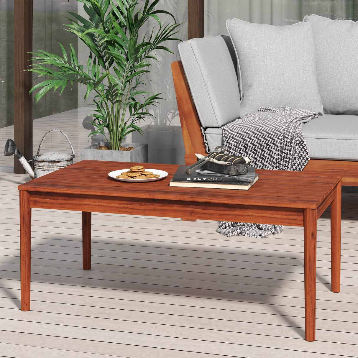 Rustic Acacia Wood Outdoor Coffee Table - Sleep Galleria