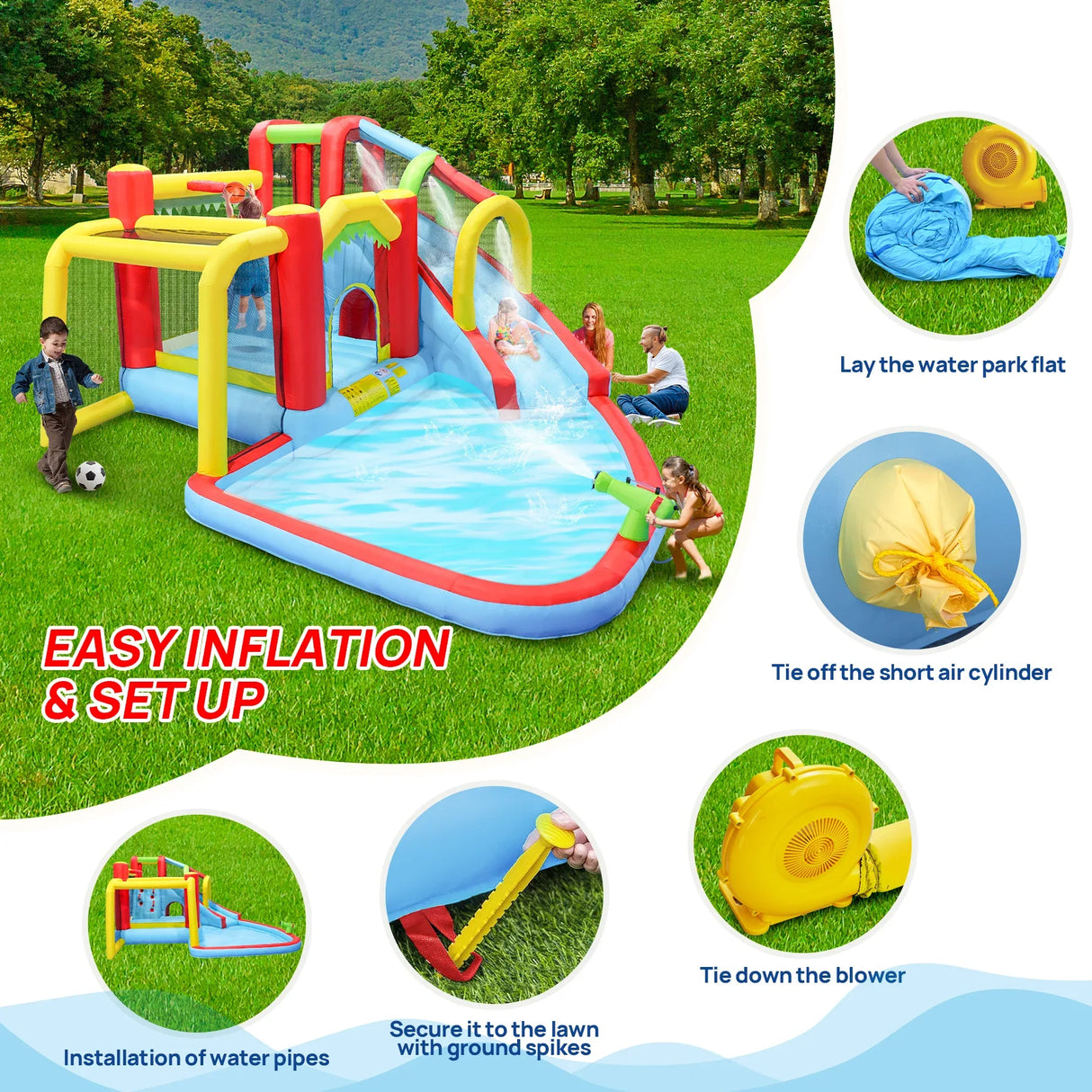 7-in-1 Inflatable Outdoor Water Park Bounce House - Omega Lifestyles