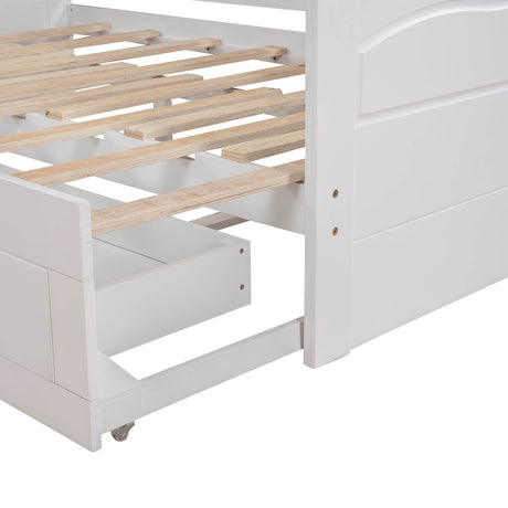 Solid Wood Extendable Twin Daybed With Trundle And Storage Drawers - Omega Lifestyles