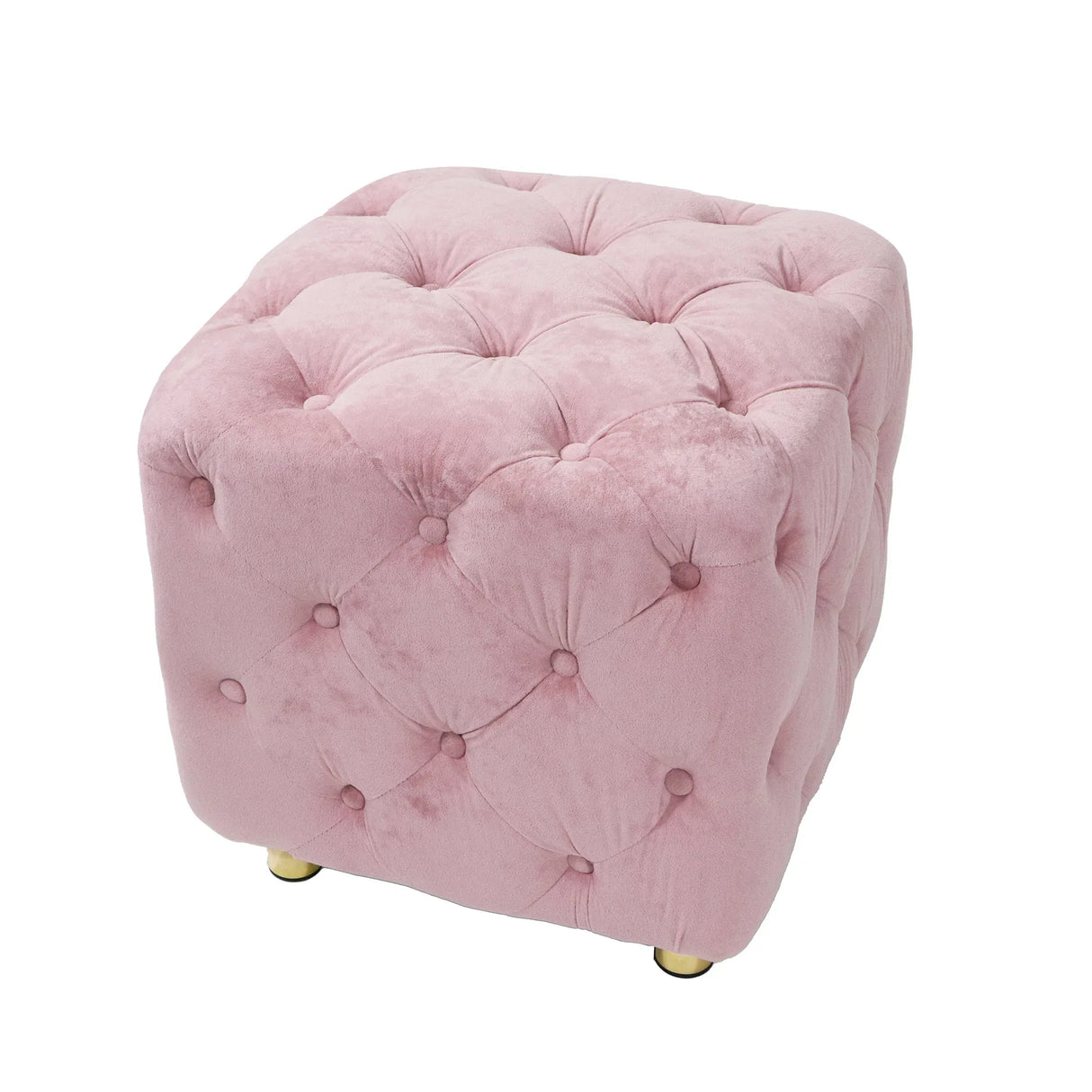 Pink Velvet Dice-Shaped Storage Ottoman With Foam Seat - Omega Lifestyles
