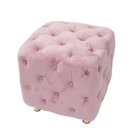 Pink Velvet Dice-Shaped Storage Ottoman With Foam Seat - Omega Lifestyles