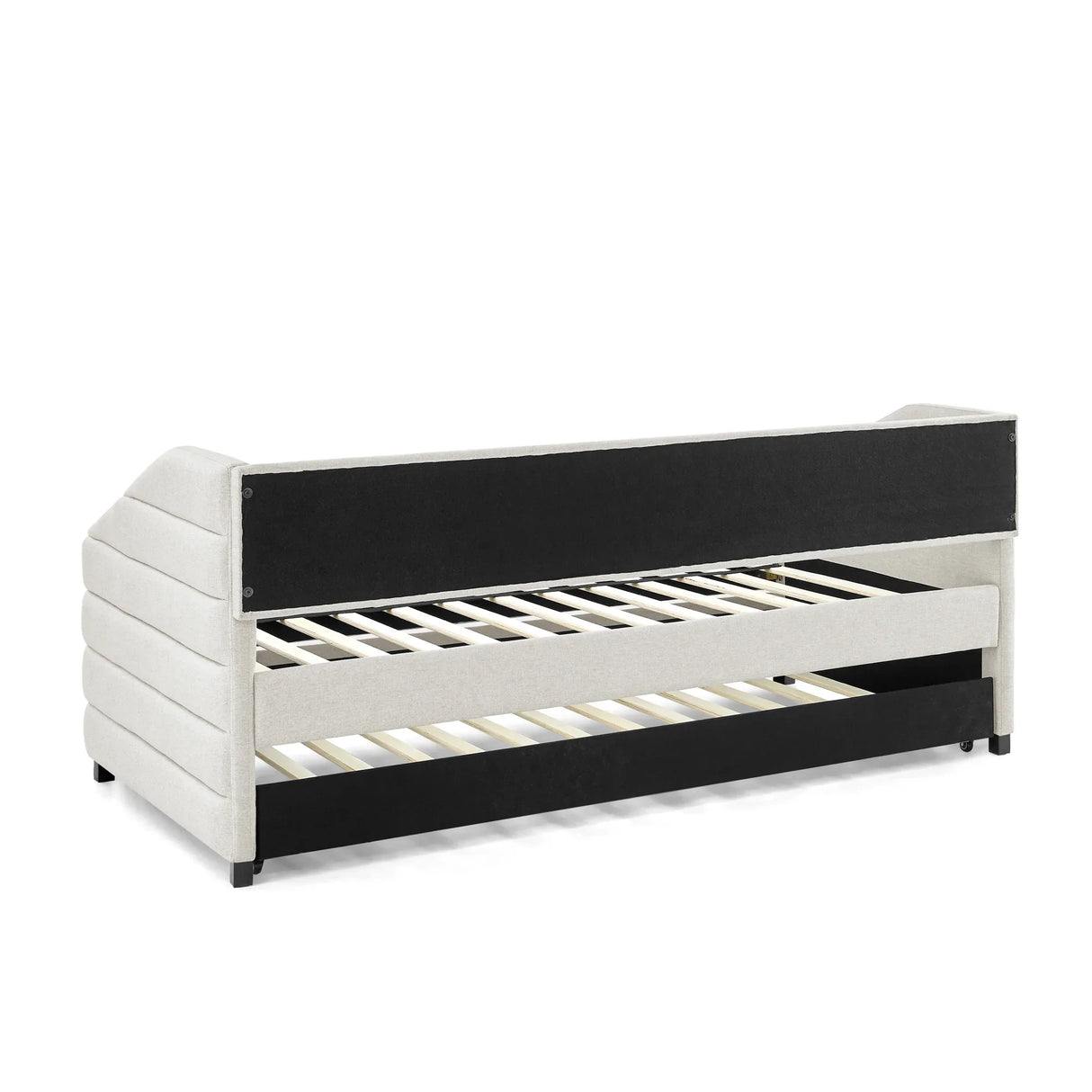 Twin Upholstered Linen Daybed With Pull-Out Trundle - Omega Lifestyles