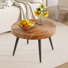 Natural Wood Grain Texture Round Coffee Table - Omega Lifestyles