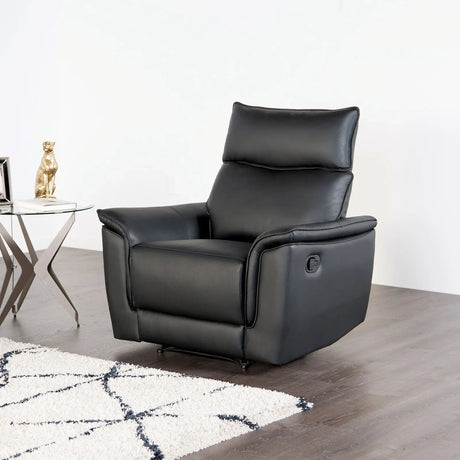 Transitional Black Leather Match Recliner Chair - Omega Lifestyles