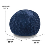 Navy Faux Fur Shredded Memory Foam Bean Bag Chair - Omega Lifestyles