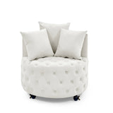 Velvet Upholstered Plush Swivel Chair With Pillows - Omega Lifestyles
