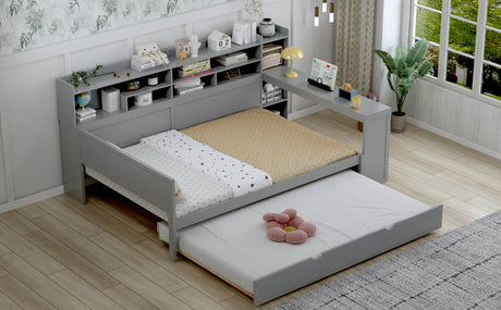 Multi-Functional Wooden Bed Frame With Trundle And Desk - Omega Lifestyles