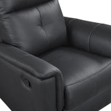 Black Genuine Leather Swivel Glider Reclining Chair - Omega Lifestyles