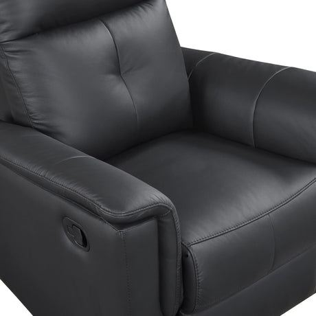 Black Genuine Leather Swivel Glider Reclining Chair - Omega Lifestyles