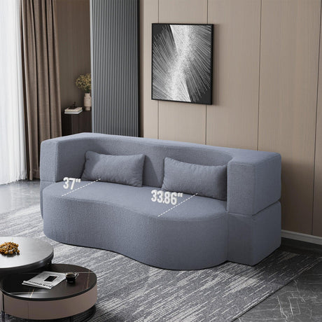 Full Size Convertible Teddy Fabric Sofa Bed With Pillows - Omega Lifestyles