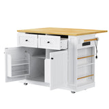48-Inch Classic Kitchen Island With 2 Bar Stools and Power Outlet - Omega Lifestyles