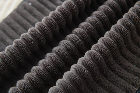 Dark Gray Corduroy Chaise Lounge Chair With Ottoman - Omega Lifestyles