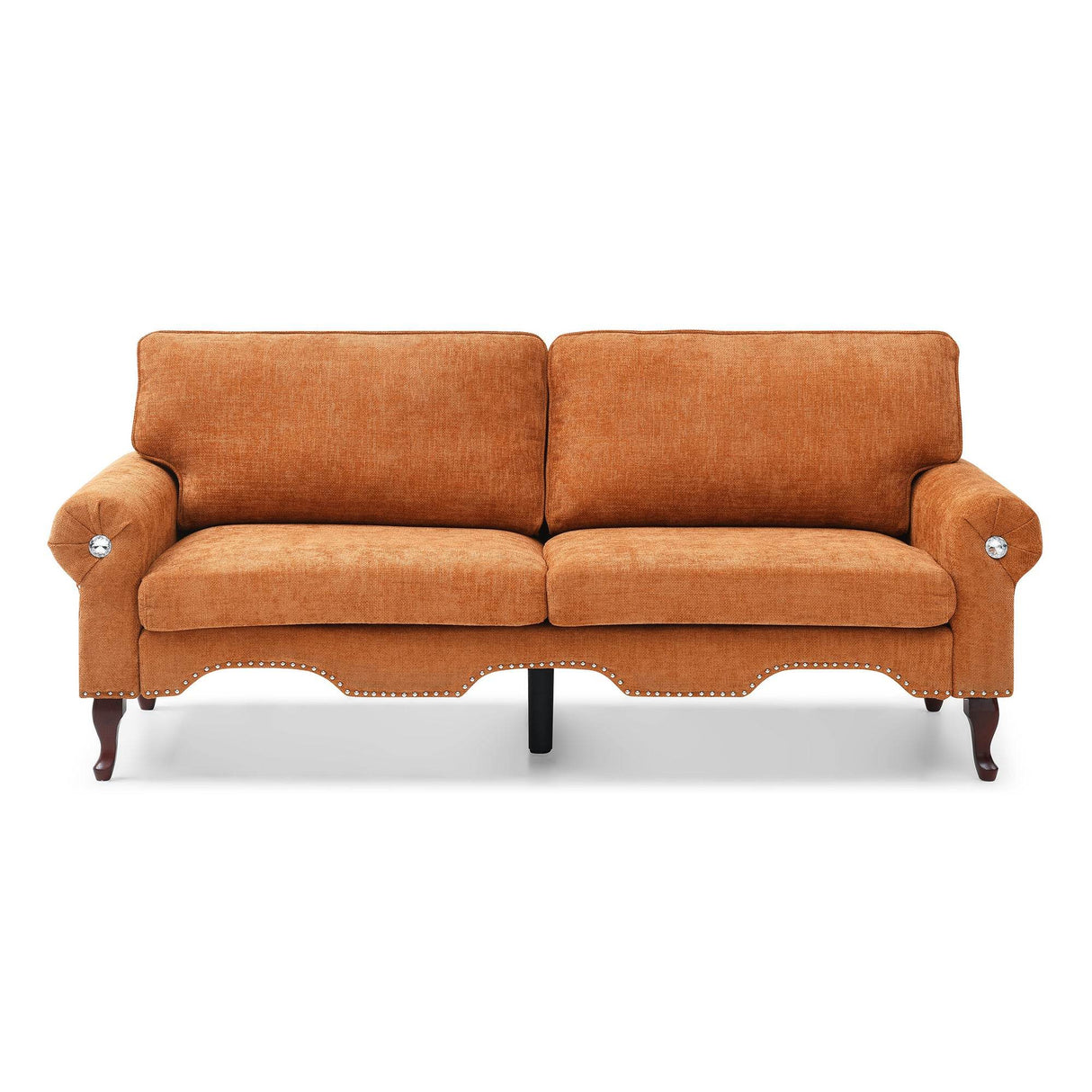 Modern Linen 3-Seat Chesterfield Sofa With Crystal Buttons - Omega Lifestyles