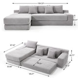 Modern L-Shaped Memory Foam Sectional Sofa With Corduroy - Omega Lifestyles