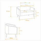 Corduroy Upholstered Modern Gray Loveseat Sofa With Walnut Legs - Omega Lifestyles
