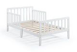 Solid Wood White Toddler Bed With Safety Rails - Omega Lifestyles