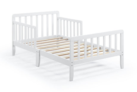 Solid Wood White Toddler Bed With Safety Rails - Omega Lifestyles