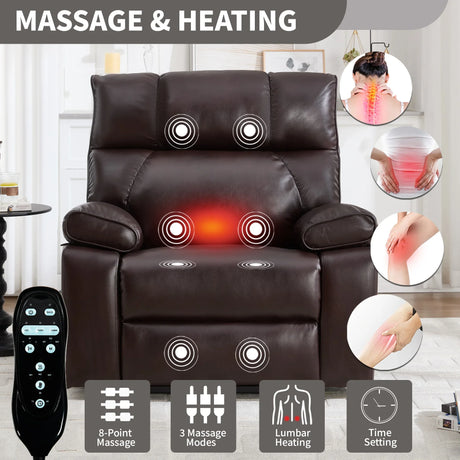 Brown Medium-Firm Faux Leather Power Lift Massage Chair - Omega Lifestyles