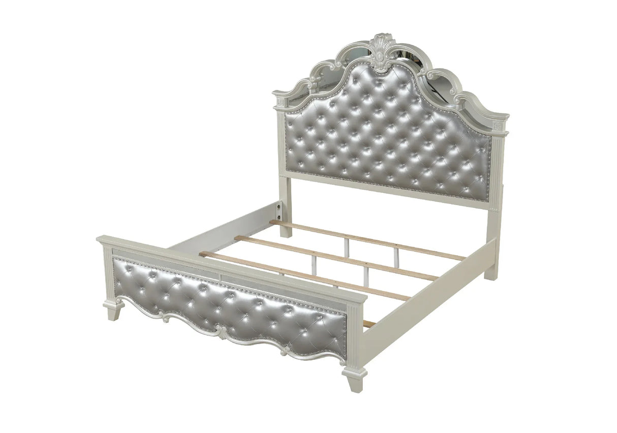 Contemporary Upholstered Tufted Wood Queen Bed Frame - Omega Lifestyles