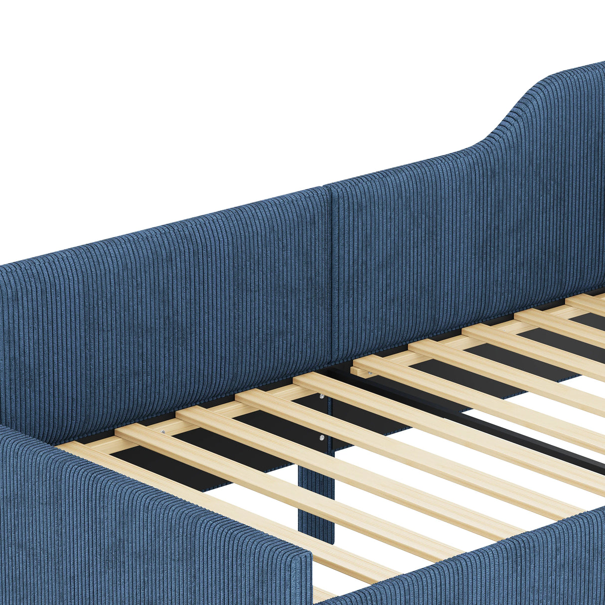 Twin L-Shaped Upholstered Corduroy Daybed With Drawers - Omega Lifestyles