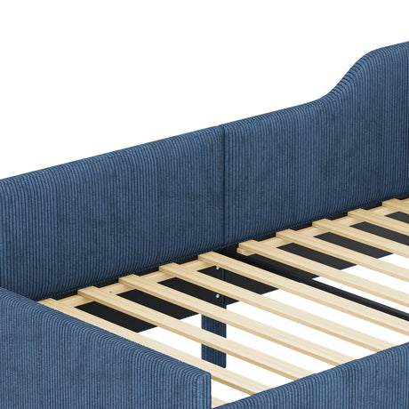 Twin L-Shaped Upholstered Corduroy Daybed With Drawers - Omega Lifestyles