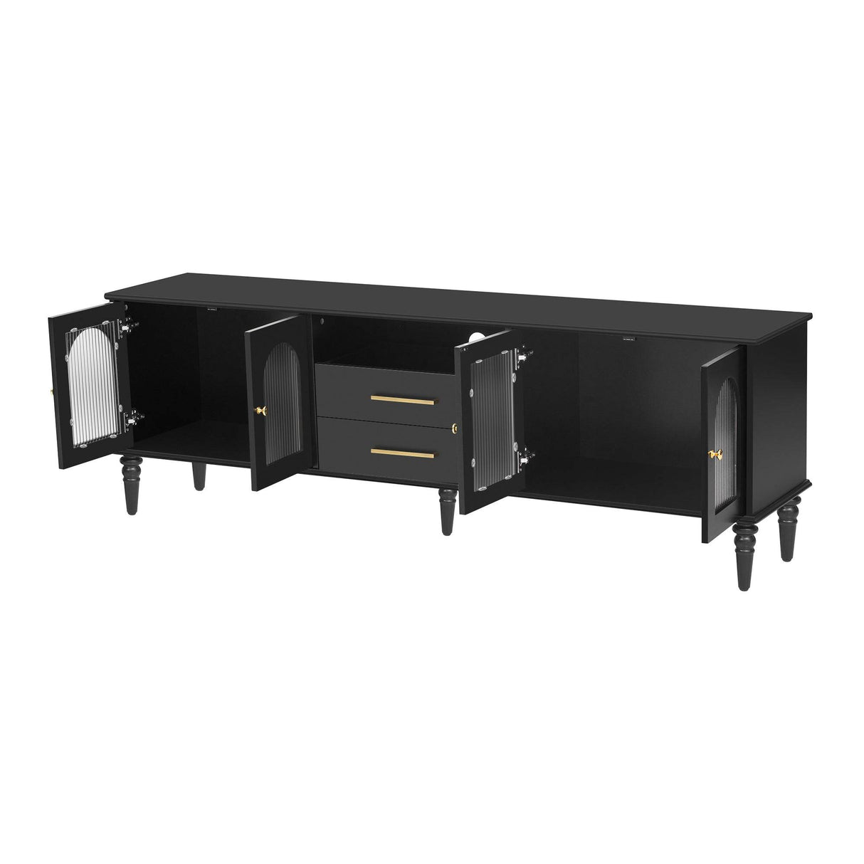 Retro Black MDF TV Stand With Drawers And Cabinets - Sleep Galleria