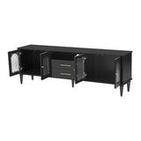 Retro Black MDF TV Stand With Drawers And Cabinets - Sleep Galleria