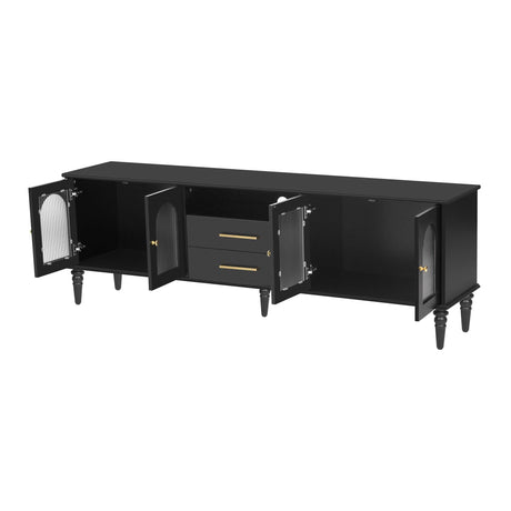 Retro Black MDF TV Stand With Drawers And Cabinets - Sleep Galleria