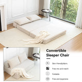 Foldable Corduroy Convertible Sofa Bed With Lumbar Pillow - Omega Lifestyles