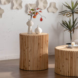 Set of 2 Natural MDF Fir Round Coffee Tables - Omega Lifestyles