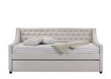 Fabric Twin Daybed With Rollout Trundle And Button Tufted - Omega Lifestyles