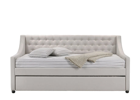 Fabric Twin Daybed With Rollout Trundle And Button Tufted - Omega Lifestyles