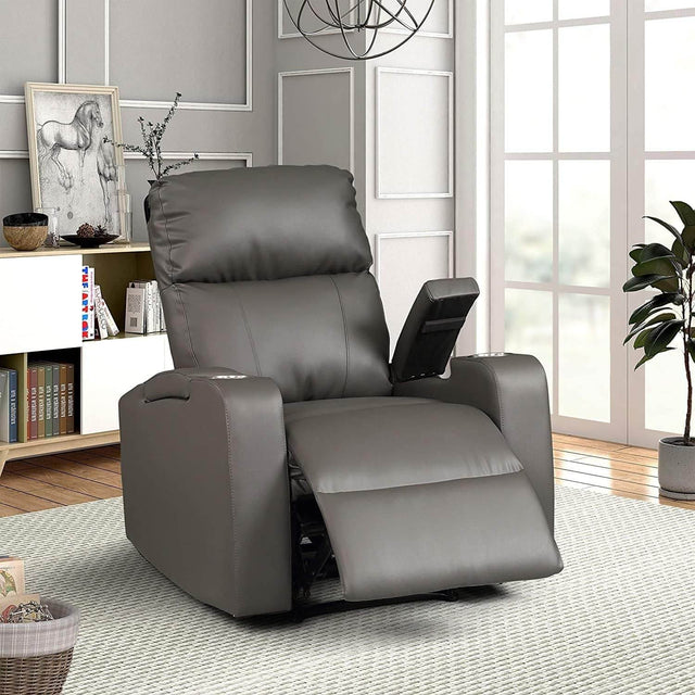 Electric Power Recliner Chair Upholstered Faux Leather Gray - Omega Lifestyles