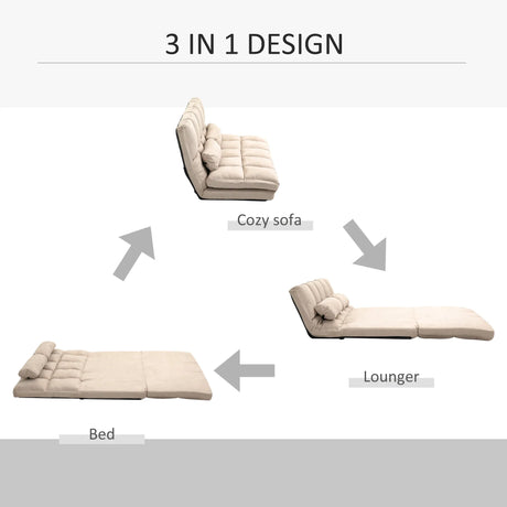 Adjustable Folding Floor Sofa Bed with Pillows - Omega Lifestyles