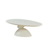 Minimalist Milk White Fiberglass Oval Coffee Table - Omega Lifestyles